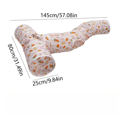 Blue Three Ways Pet Play Tunnel Cubes Foldable Drill Barrel Bending Cat Kitty Indoor Tent Kitty Training Interactive Fun Toy