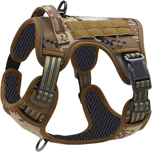 Military Tactical Dog Harness No Pull Large Reflective Straps Durable Vest with Control Handle