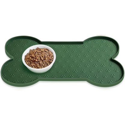 Dog Bowl Mat Thicker Pet Drinking Feeding Placemat Dog Food Mat Anti-Slip Silicone Waterproof Cat Feeder Pad with Raised Edge