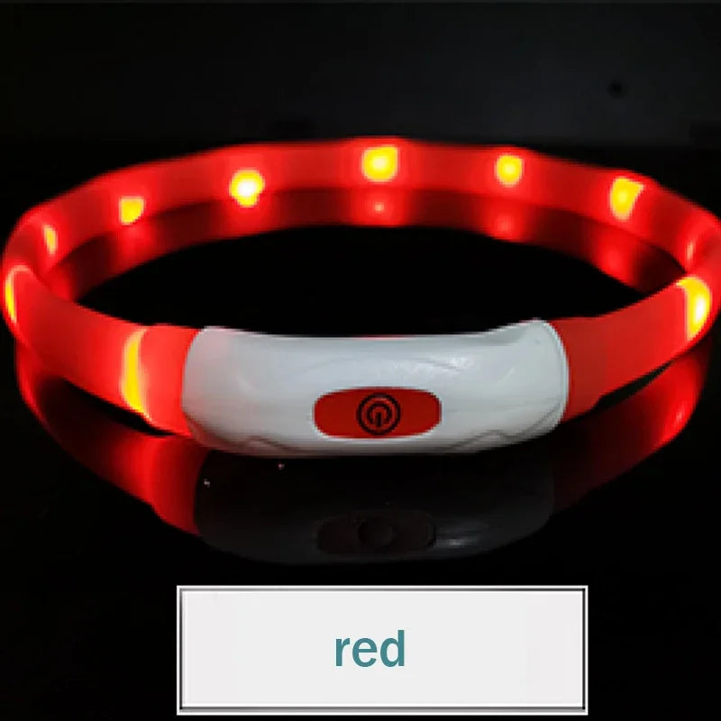 Silicone Led Dog Collar Usb Rechargeable Luminous Dog Collar Anti-Lost/Car Accident Safety Pet Light Collar for Dog Accessories