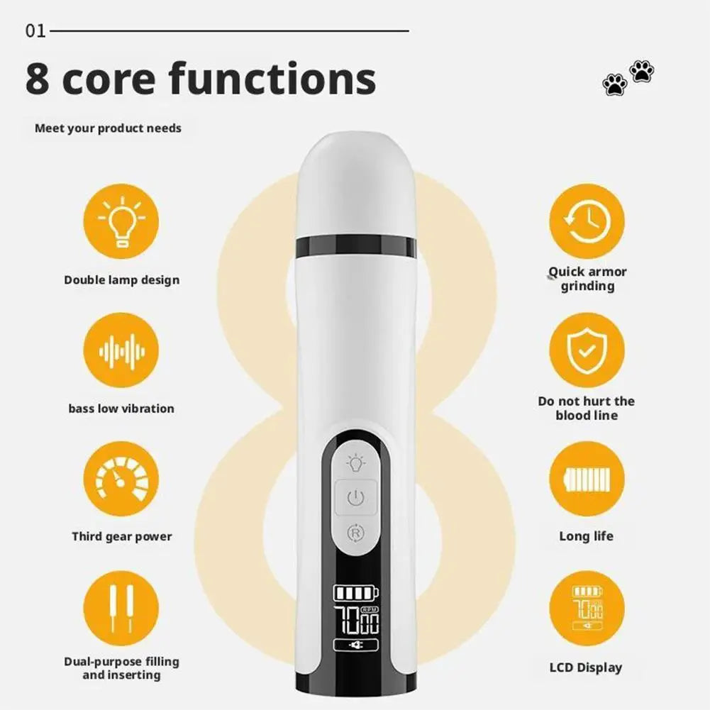 NEW Electric Dog Nail Clippers for Dog Nail Grinders Rechargeable USB Charging Pet Quiet Cat Paws Nail Grooming Trimmer Tools