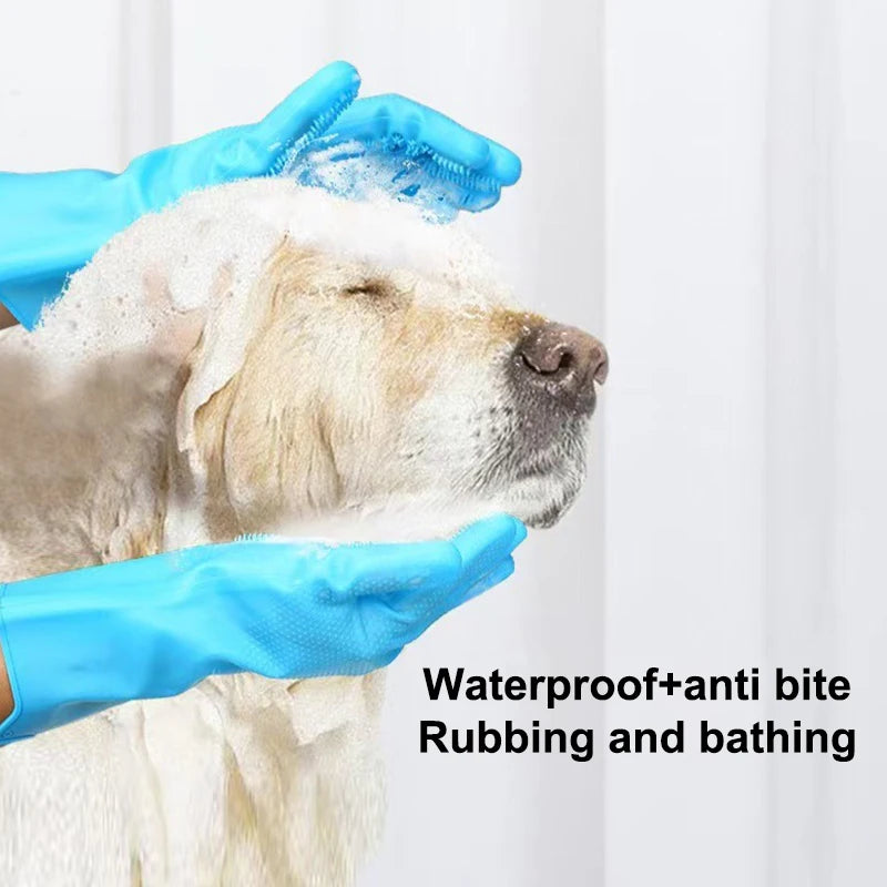 Pet Grooming Cleaning Gloves Dog Cat Bathing Shampoo Glove Scrubber Magic Dishwashing Cleanner Sponge Silicon Hair Removal Glove