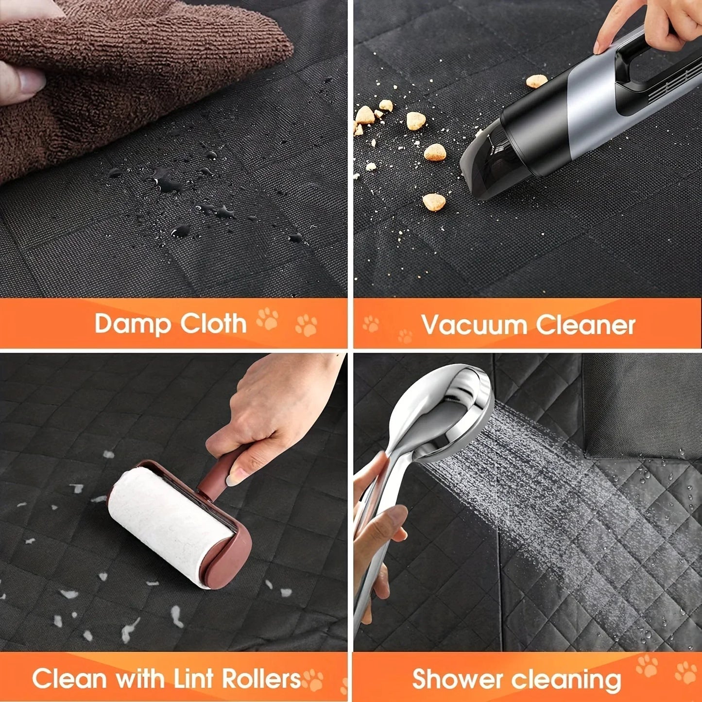 New 1PC Dog Car Seat Cover Suitable for Rear Seats, Waterproof Seat Protector, Scratch Resistant Pet Car Pad, Black Orange