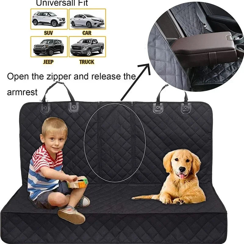 Car Dog Seat Cover for Back Seat Waterproof Auto Rear Pet Seat Protector Mat Nonslip Universal Safety Carrier for Outing Dogs
