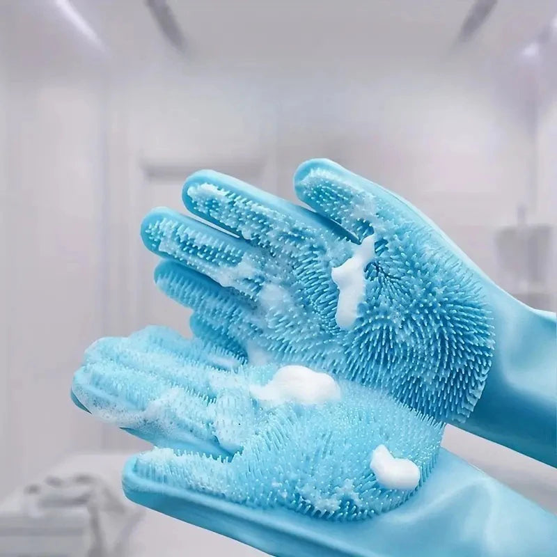 Pet Grooming Cleaning Gloves Dog Cat Bathing Shampoo Glove Scrubber Magic Dishwashing Cleanner Sponge Silicon Hair Removal Glove