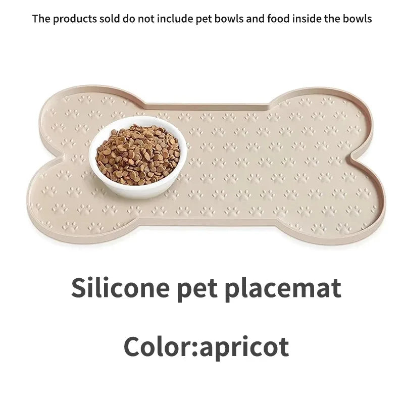 Dog Bowl Mat Thicker Pet Drinking Feeding Placemat Dog Food Mat Anti-Slip Silicone Waterproof Cat Feeder Pad with Raised Edge