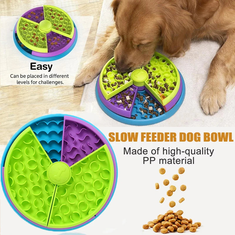 Slow Feeder Dog Bowl Mental Stimulate Detachable Puzzle Slow Eating Pet Bowl Anti-Slip Interactive Treat Dispenser Toys for Dogs
