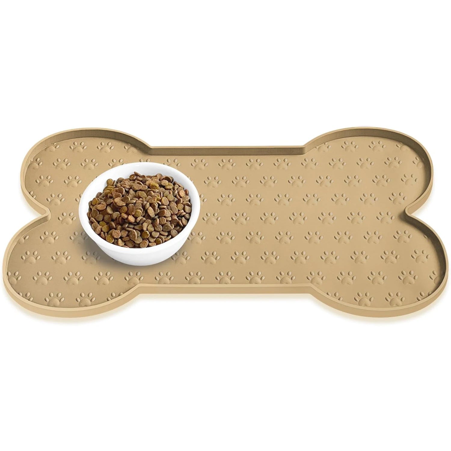 Dog Bowl Mat Thicker Pet Drinking Feeding Placemat Dog Food Mat Anti-Slip Silicone Waterproof Cat Feeder Pad with Raised Edge
