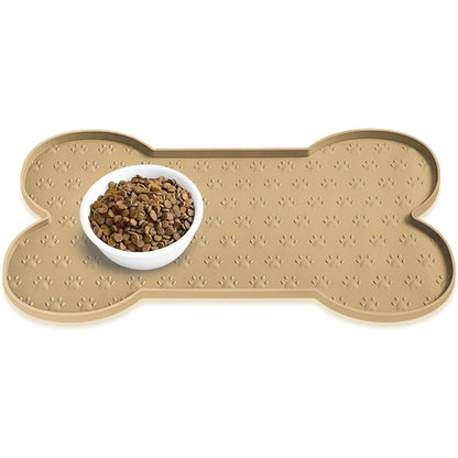 Dog Bowl Mat Thicker Pet Drinking Feeding Placemat Dog Food Mat Anti-Slip Silicone Waterproof Cat Feeder Pad with Raised Edge