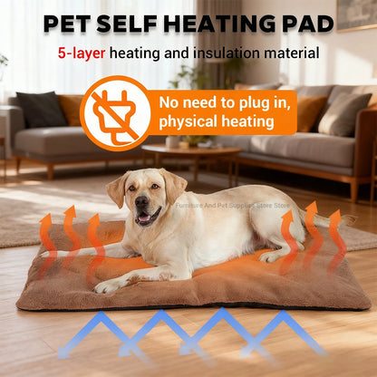 Self Heating Pet Pad, Extra Warm Thermal Dog Crate Pad Washable Anti-Slip Kennel Mat Pet Supplies for Medium Small Dogs and Cats