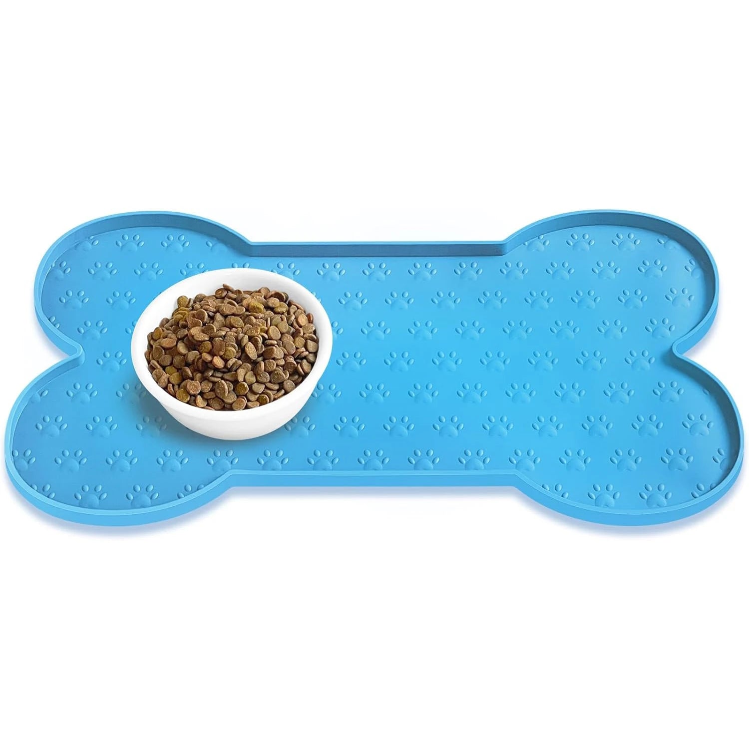 Dog Bowl Mat Thicker Pet Drinking Feeding Placemat Dog Food Mat Anti-Slip Silicone Waterproof Cat Feeder Pad with Raised Edge
