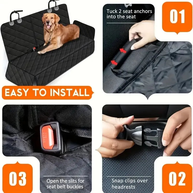 Car Dog Seat Cover for Back Seat Waterproof Auto Rear Pet Seat Protector Mat Nonslip Universal Safety Carrier for Outing Dogs