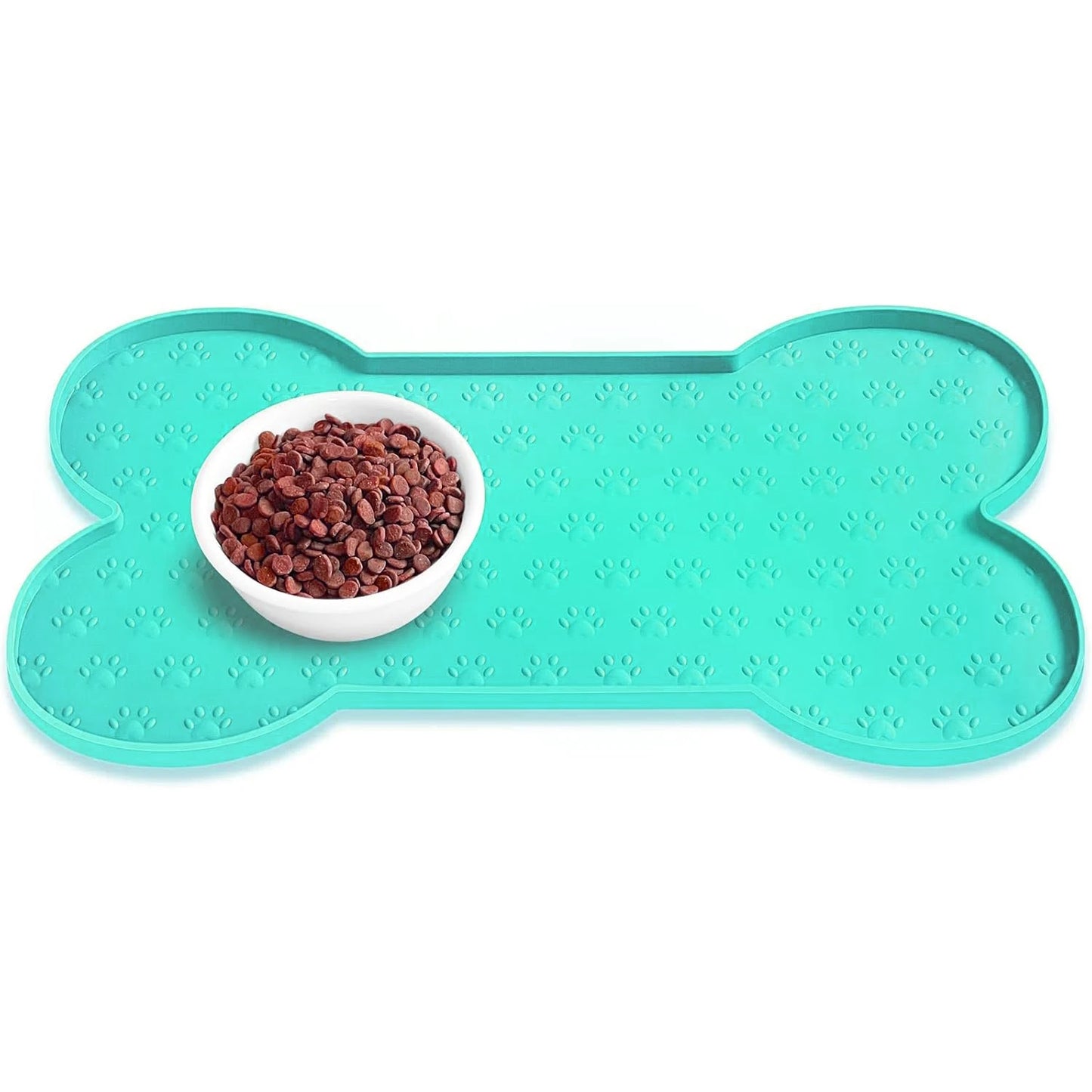 Dog Bowl Mat Thicker Pet Drinking Feeding Placemat Dog Food Mat Anti-Slip Silicone Waterproof Cat Feeder Pad with Raised Edge