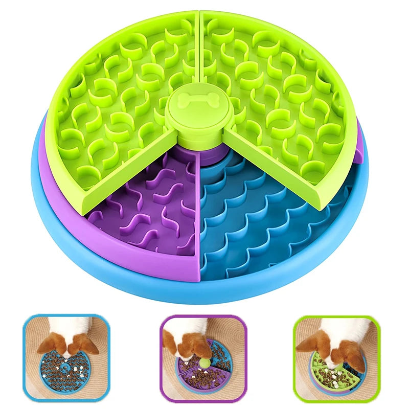 Slow Feeder Dog Bowl Mental Stimulate Detachable Puzzle Slow Eating Pet Bowl Anti-Slip Interactive Treat Dispenser Toys for Dogs