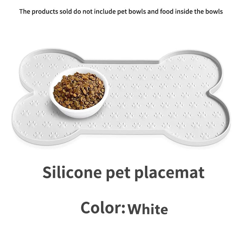 Dog Bowl Mat Thicker Pet Drinking Feeding Placemat Dog Food Mat Anti-Slip Silicone Waterproof Cat Feeder Pad with Raised Edge