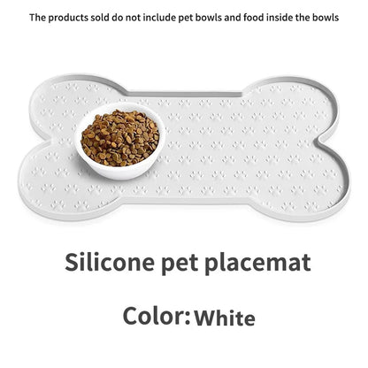 Dog Bowl Mat Thicker Pet Drinking Feeding Placemat Dog Food Mat Anti-Slip Silicone Waterproof Cat Feeder Pad with Raised Edge