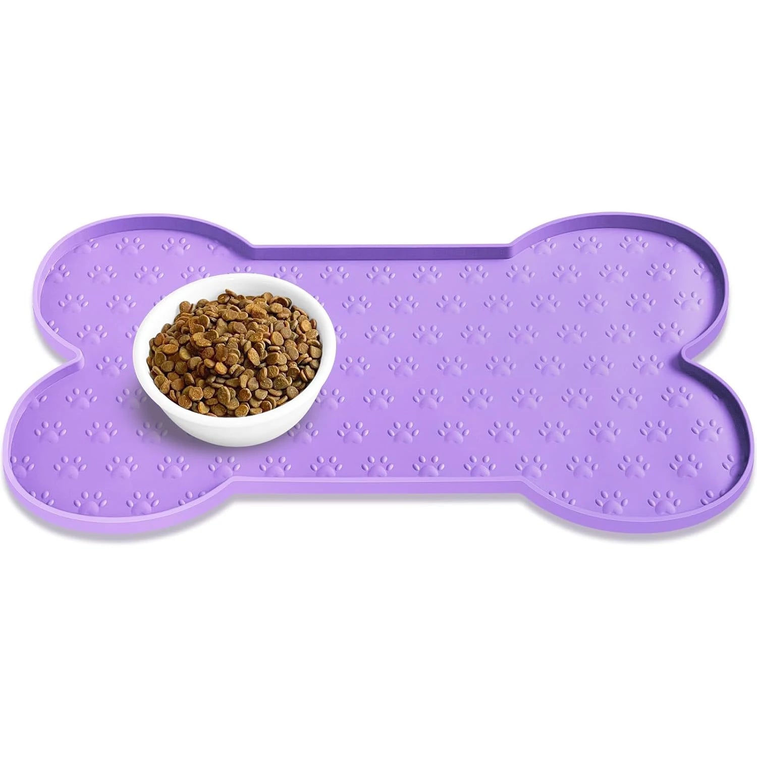 Dog Bowl Mat Thicker Pet Drinking Feeding Placemat Dog Food Mat Anti-Slip Silicone Waterproof Cat Feeder Pad with Raised Edge