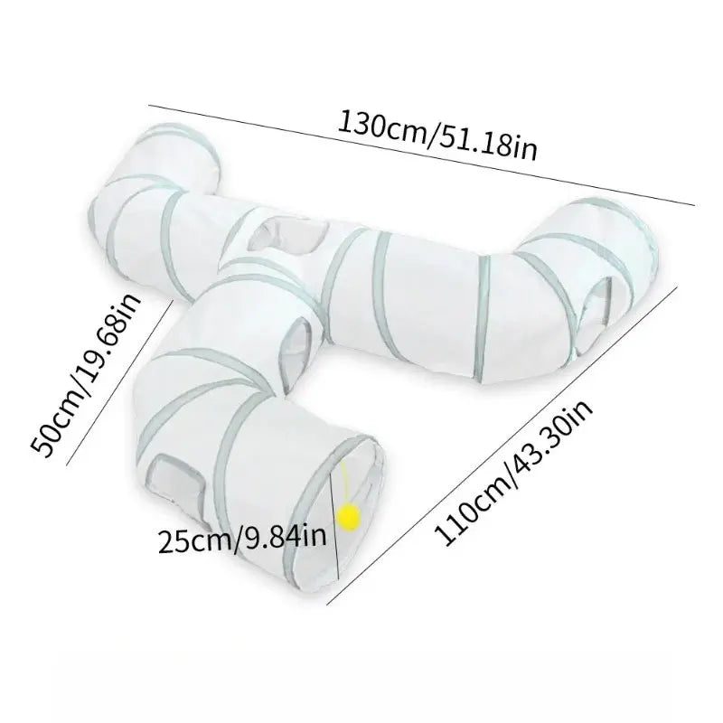 Blue Three Ways Pet Play Tunnel Cubes Foldable Drill Barrel Bending Cat Kitty Indoor Tent Kitty Training Interactive Fun Toy