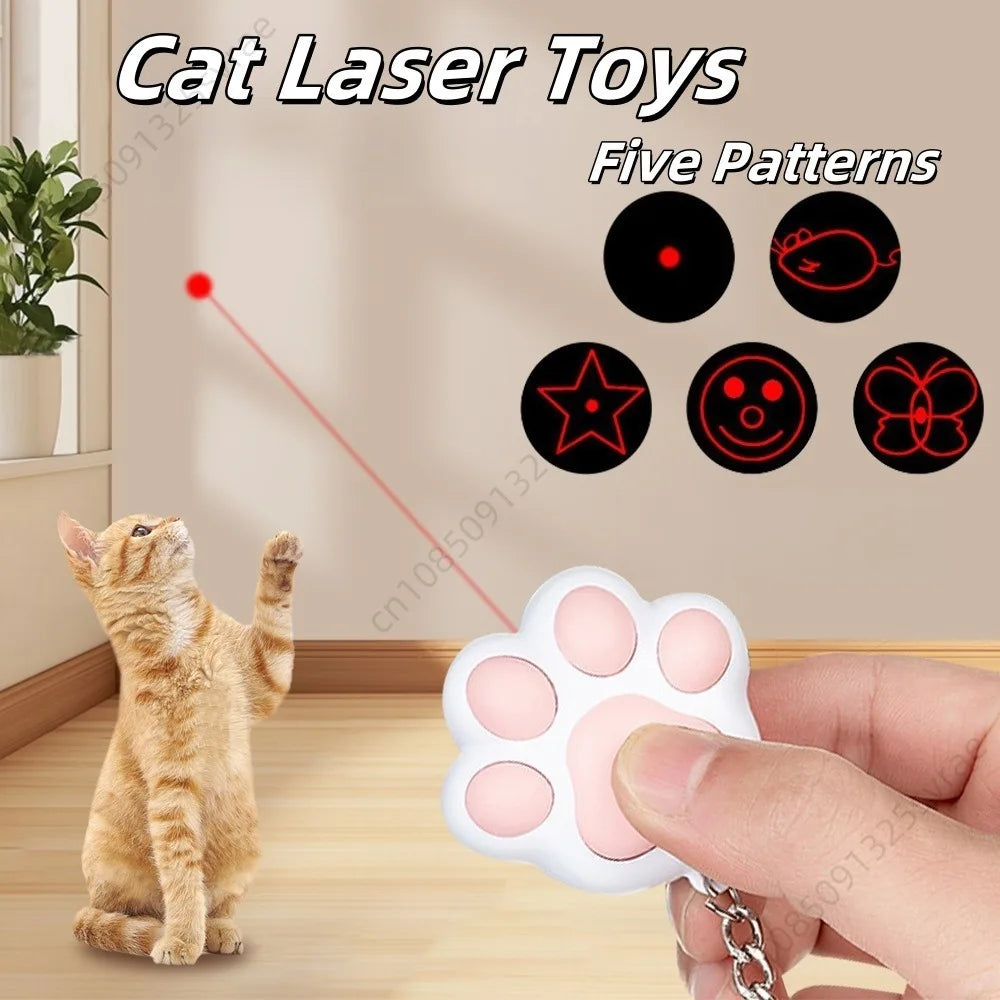 Cat Paw Laser Toy USB Rechargeable LED Transform Pattern for Cats Toys Interactive Fun Kitten Training Pet Toys Cat Accessories