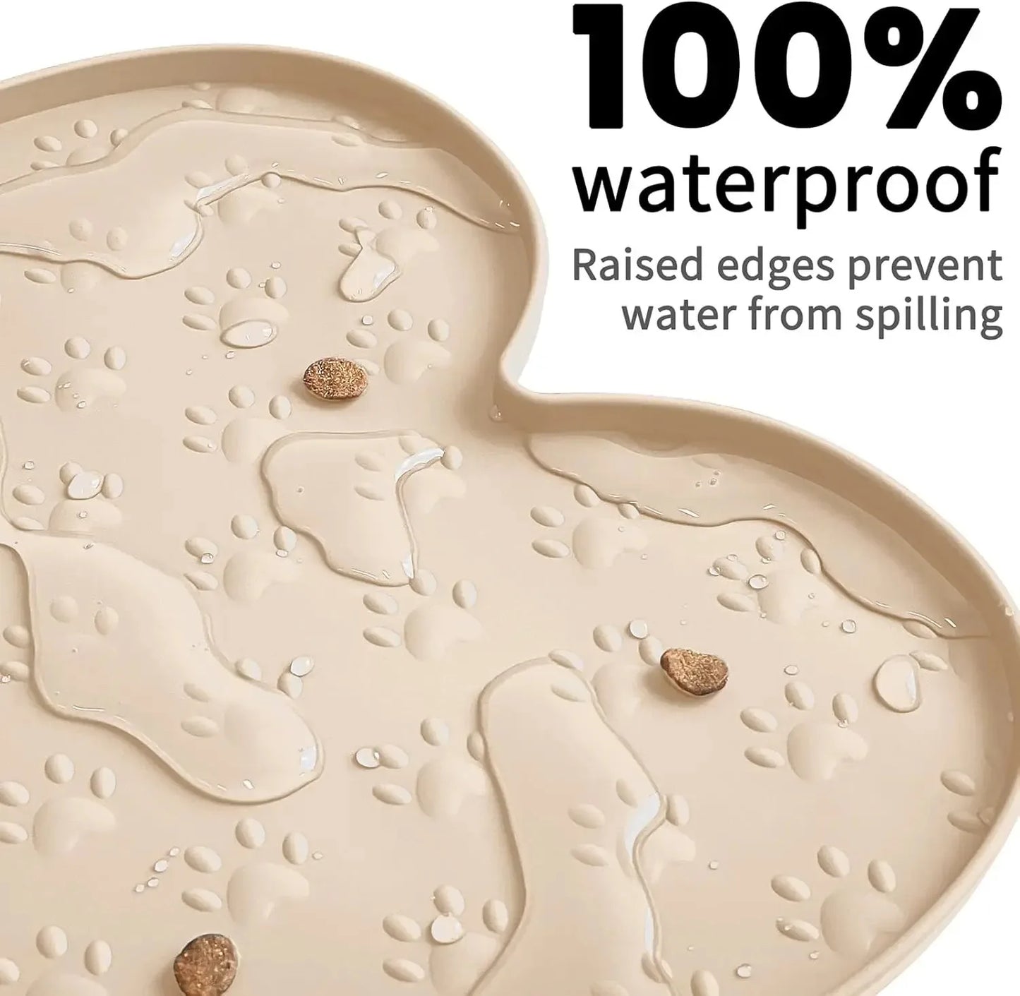 Dog Bowl Mat Thicker Pet Drinking Feeding Placemat Dog Food Mat Anti-Slip Silicone Waterproof Cat Feeder Pad with Raised Edge