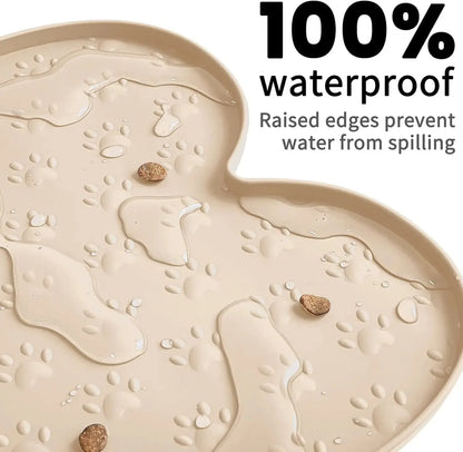 Dog Bowl Mat Thicker Pet Drinking Feeding Placemat Dog Food Mat Anti-Slip Silicone Waterproof Cat Feeder Pad with Raised Edge