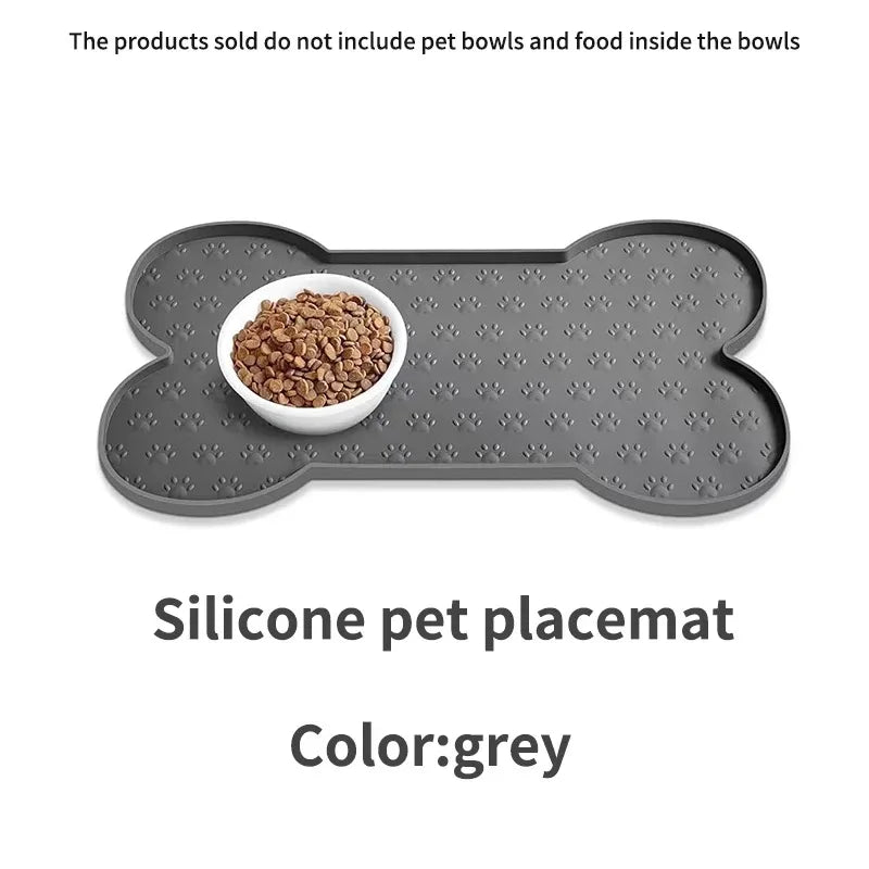Dog Bowl Mat Thicker Pet Drinking Feeding Placemat Dog Food Mat Anti-Slip Silicone Waterproof Cat Feeder Pad with Raised Edge