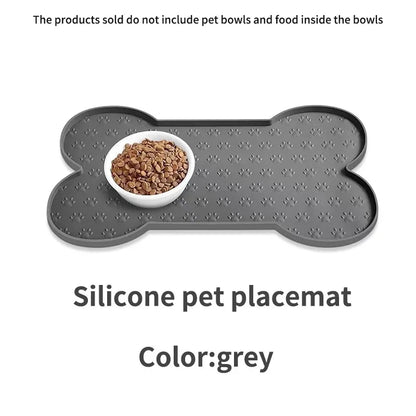 Dog Bowl Mat Thicker Pet Drinking Feeding Placemat Dog Food Mat Anti-Slip Silicone Waterproof Cat Feeder Pad with Raised Edge