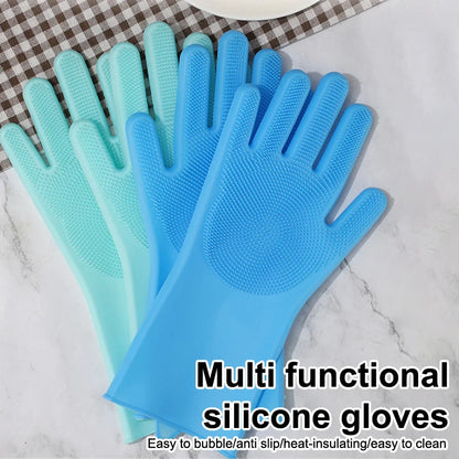 Pet Grooming Cleaning Gloves Dog Cat Bathing Shampoo Glove Scrubber Magic Dishwashing Cleanner Sponge Silicon Hair Removal Glove