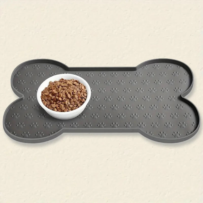 Dog Bowl Mat Thicker Pet Drinking Feeding Placemat Dog Food Mat Anti-Slip Silicone Waterproof Cat Feeder Pad with Raised Edge