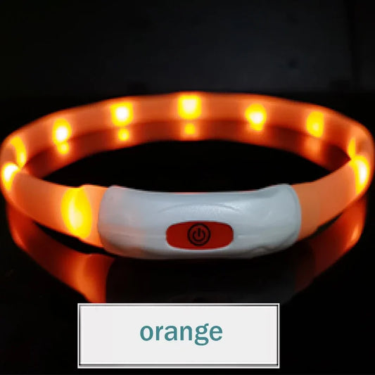 Silicone Led Dog Collar Usb Rechargeable Luminous Dog Collar Anti-Lost/Car Accident Safety Pet Light Collar for Dog Accessories